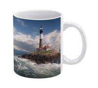 POTSCBVW Sea Lighthouse Mugs 11 Oz Ceramic Coffee Mugs for Cafe & Home, Elegant Classic Tea Cup Gift for Men & Women