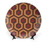 POTSCBVW Shining Overlook Wall Art, 8inch Bone China Decorative Plate with Stand, Ceramic Display Plate Set for Home Wall Hanging Decoration