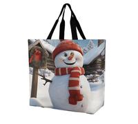POTSCBVW Sign Snowman Tote Bag for Women, Reusable Large Capacity Shopping Bag Lightweight Handbag for Walking, Gym