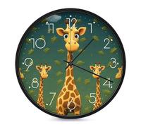 POTSCBVW Silent Non-Ticking Wall Clock 10 Inch Round, Battery Operated with Easy Mounting Kit, Cartoon Giraffe Wall Clock Modern Decorative Clocks for Home Office Classroom