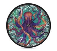 POTSCBVW Silent Non-Ticking Wall Clock 10 Inch Round, Battery Operated with Easy Mounting Kit, Colorful Octopus Wall Clock Modern Decorative Clocks for Home Office Classroom