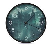 POTSCBVW Silent Non-Ticking Wall Clock 10 Inch Round, Battery Operated with Easy Mounting Kit, Ghost in The Castle Wall Clock Modern Decorative Clocks for Home Office Classroom