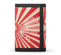 POTSCBVW Sparkling Red Stripes Wallet Compact Trifold Wallet with Keychain Lightweight & Durable Purse for Outdoor