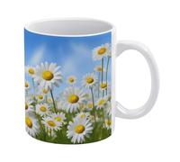 POTSCBVW Spring Daisy Flowers Mugs 11 Oz Ceramic Coffee Mugs for Cafe & Home, Elegant Classic Tea Cup Gift for Men & Women