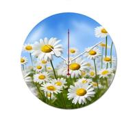 POTSCBVW Spring Daisy Flowers Wall Clock Silent Non-Ticking, 30 * 30cm Round Wood Clock Battery Operated, Minimalist No Scale Clocks for Living Room, Bedroom, Office, White-Style