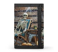 POTSCBVW Terrifying Skeleton Ghost Wallet Compact Trifold Wallet with Keychain Lightweight & Durable Purse for Outdoor, style, One size, Classic