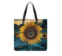 POTSCBVW The Most Beautiful Sunflower Tote Bag for Women, Extra Large PU Leather Handbag, Soft Shoulder Bag for Work & Beach