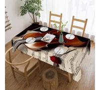 POTSCBVW Violin Sheet Music Rectangular Tablecloth 55"x70", Waterproof Stain-Resistant Polyester Table Cover for Dining Table, Rectangle Table Cloth for Kitchen, Party, Outdoor, Wedding
