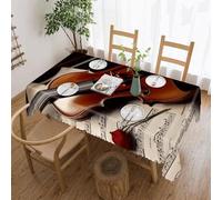 POTSCBVW Violin Sheet Music Rectangular Tablecloth 60"x86", Waterproof Stain-Resistant Polyester Table Cover for Dining Table, Rectangle Table Cloth for Kitchen, Party, Outdoor, Wedding