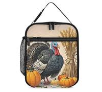 POTSCBVW Wheat Turkey Lunch Bag Large Capacity, Insulated Lunch Tote with Secure Buckle, Leakproof Cooler Tote Bag for Work, Gym, Picnic, Travel & Outdoor Activities