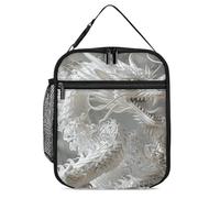 POTSCBVW White Dragon Style Lunch Bag Large Capacity, Insulated Lunch Tote with Secure Buckle, Leakproof Cooler Tote Bag for Work, Gym, Picnic, Travel & Outdoor Activities