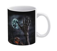 POTSCBVW Zombie Hand Dark Halloween Mugs 11 Oz Ceramic Coffee Mugs for Cafe & Home, Elegant Classic Tea Cup Gift for Men & Women