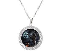 POTSCBVW Zombie Hand Dark Halloween Pendant Necklace for Women Men - Elegant Diamond Necklace with 19.7 Inch Chain, Diamond Pendant Jewelry for Birthday Christmas Valentine's Day Gift, One Size, Metal