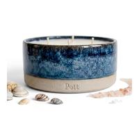 Pott Candles Grand Refillable Candle Starter Pack, Sea Salt Scent, 70 Hour Burn Time, Large Size, Ceramic Holder, Candle Refill, Match Pott, Natural Wax, UK Made