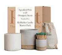Pott Candles Refillable Candle Starter Pack, Orangery Scent, 60 Hour Burn Time, Standard Size, Ceramic Holder, Candle Refill, Match Pott, Natural Wax, UK Made