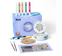 Pott’d Paintables Paint-a-Coaster Kit, DIY Pottery Painting Kit for Adults with Coasters, Holder, Dotting Paints, Brushes and Guide, Craft Kit for Beginners, Ideal for Home Decor or Handmade Gifts
