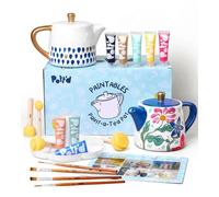Pott’d Paintables Paint-a-Teapot Kit, DIY Pottery Painting Kit for Adults with Teapot, Paints, Brushes, Sponges, Palette and Guide, Craft Kit for Beginners, Ideal for Tea Lovers and Handmade Gifts