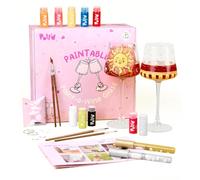 Pott’d Paintables Paint-a-Wine Glass Kit - DIY Glass Painting Kit for Adults with Wine Glasses, Paints, Brushes, Pens and Charms, Craft Kit for Adults, Ideal for Beginners