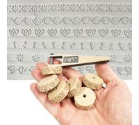 Pott’r Miniature Floral Clay Roller Set 1 | 12mm Pottery Texture Rollers with Handle | Floral Pattern Clay Tools for Pottery, Ceramics & Clay Craft | 6 Rollers inc Handle | Optional Case
