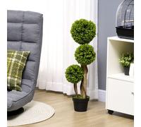 HOMCOM Decorative Artificial Trees Boxwood Ball Topiary Trees in Pot Fake Plants for Home Indoor Outdoor Decor, 90 cm