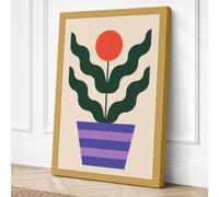 Potted Blooms Minimalist Canvas Wall Art Print 36x24 Inch (91 x 61 cm)