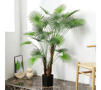 Potted Fan Palm Plant, Artificial Greenery With Natural Leaf Detail