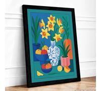 Potted Flowers & Harvest Framed Wall Art Print A3 Black