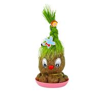 Potted Head Grass Doll - cute growing toy, fun decorative planter | eco friendly design with sprouting seeds, interactive novelty gift kids, classroom science project, educational gardening activity