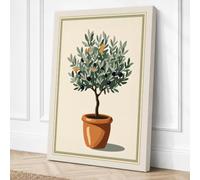 Potted Olive Tree Botanical Canvas Wall Art Print 18x12 Inch (46 x 30 cm)