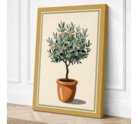 Potted Olive Tree Botanical Canvas Wall Art Print 24x16 Inch (61 x 41 cm)