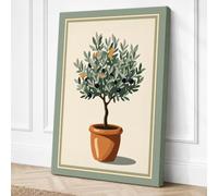 Potted Olive Tree Botanical Canvas Wall Art Print 36x24 Inch (91 x 61 cm)