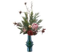 Potted Pine Needle Arrangement with Rose - 28" The Christmas Gift Co. Teal One Size