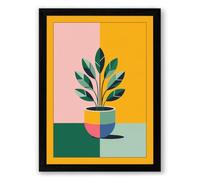Potted Plant Geometry Modern Framed Wall Art Print A1 (84.1×59.4cm) Black, Wall Decor for Living Room, Bedroom, Office & Home, Ready to Hang, Art Gift