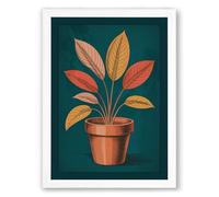Potted Plant Radiance Botanical Framed Wall Art Print A2 (59.4×42cm) White, Wall Decor for Living Room, Bedroom, Office & Home, Ready to Hang, Art Gift