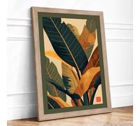 Potted Plant Study Botanical Framed Wall Art Print A1 (84.1×59.4cm) Oak, Wall Decor for Living Room, Bedroom, Office & Home, Ready to Hang, Art Gift