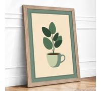 Potted Plant Study Botanical Framed Wall Art Print A3 (42×29.7cm) Oak, Wall Decor for Living Room, Bedroom, Office & Home, Ready to Hang, Art Gift