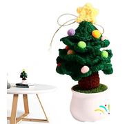Potted Plant with Crochet Flowers for Christmas Tree, Woven Christmas Tree - Creative Portable Knitting Ornament with Crochet Flowers - Festive Artificial Flowers, Decorations for ár
