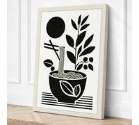 Potted Plant with Moon Canvas Wall Art Print 36x24 Inch