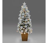 Potted Snow Flocked Christmas Tree with 100 White LEDs SHATCHI Green, 150cm