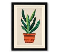 Potted Succulent Botanical Framed Wall Art Print A1 (84.1×59.4cm) Black, Wall Decor for Living Room, Bedroom, Office & Home, Ready to Hang, Art Gift