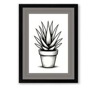 Potted Succulent Botanical Framed Wall Art Print A2 (59.4×42cm) Black, Wall Decor for Living Room, Bedroom, Office & Home, Ready to Hang, Art Gift