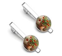 Potted Tomatoes on The Windowsill Men's Tie Clips Necktie Bar Pinch Clip Set of 2 Formal Business Wedding Accessories