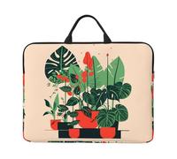 Potted Turtleback Bamboo Print 14in Laptop Case Sleeve Bag â€“ Portable Handle, Business Travel, Accessory Pocket for Notebook, Tablet