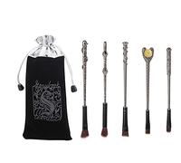 Potter Makeup Brush Set, 5pcs Metal Handle Wand Makeup Brushes Set Magic Wand Brush Gift Set Eyeshadow Brush For Foundation Blending Blush Concealer Eyebrow