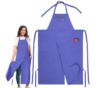 Potterhyme Full Coverage Pottery Apron Split Leg - 100% Cotton Canvas Potter's & Ceramics Aprons with Pockets for Women & Men, Voilet, Adjustable