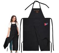 Potterhyme Full Coverage Pottery Apron Split Leg - 100% Cotton Canvas Potter's & Ceramics Aprons with Pockets for Women & Men, Black, Adjustable