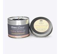 Potters Crouch Tonka Bean & Sandalwood Silver Tin Candle - Vegan - Highly Scented Candle 250g