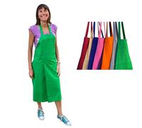 Potters Split Leg Apron 8 Cotton Colours with an Adjustable neck strap and 2 pockets (Green)