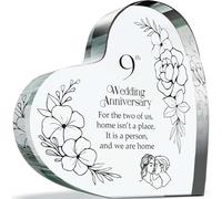 Pottery Anniversary Acrylic Heart Plaque for Wife or Husband | Home is a Person, Happy 9th Wedding Anniversary Present for Partner