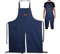 Pottery Apron Split Leg Artist Apron Denim Apron with Adjustable Neck Strap and Pocket Sweat Absorption and Breathable Apron Dirty Resistant Ceramics Apron
